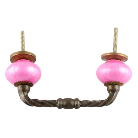 Solid Dark Neon Pink Ceramic Cut Bridge Handle